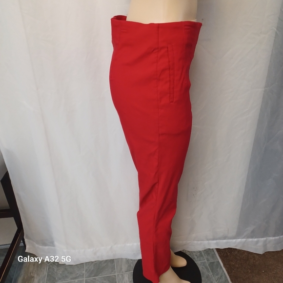 Rafaella Red Cropped Ankle Pants High-Waisted Size 10 - Picture 6 of 11